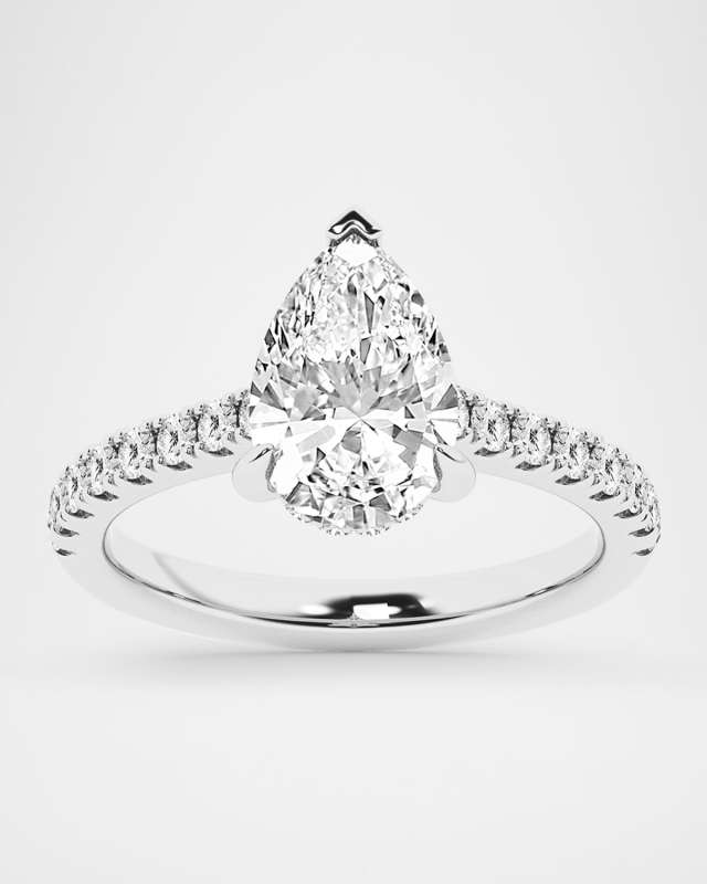 Lab Grown Diamond 18K White Gold Pear Ring, 2.5tcw, Size